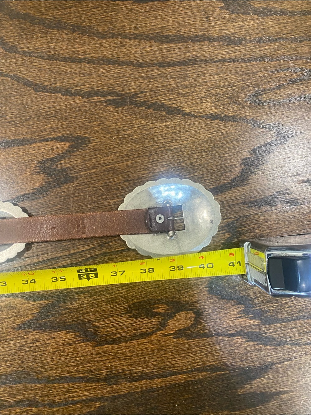 Vintage Ralph Lauren Brown Leather Belt with Silver Conchos - Picture 7 of 10